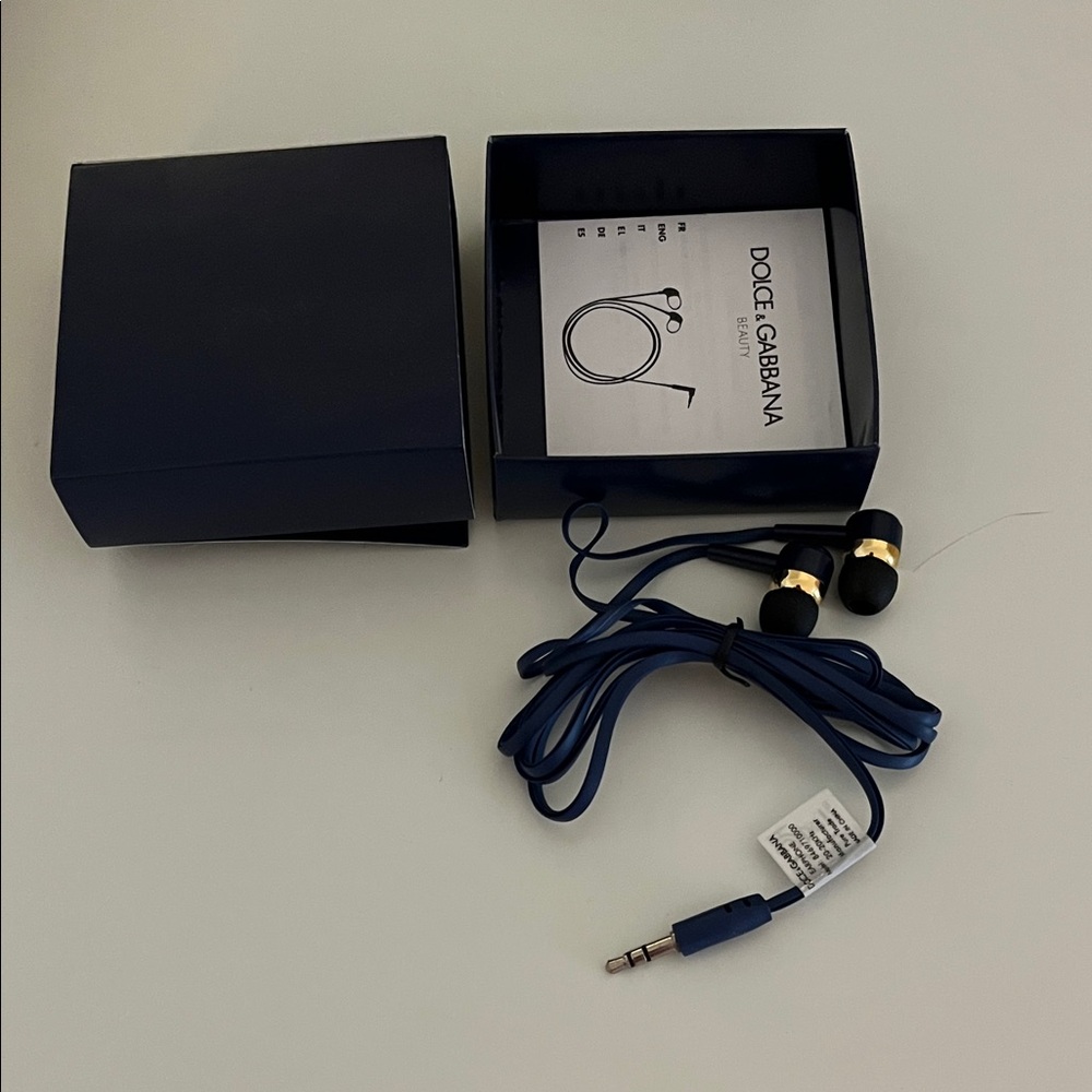 Dolce & Gabbana Navy Earphones with Gold Accents